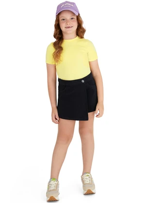 Malwee Kids - Shorts Saia Evasê em Sarja Preto - MALWEE KIDS