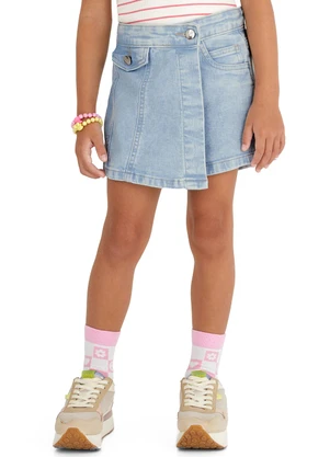 Malwee Kids - Shorts Saia Evasê Jeans Azul Claro - MALWEE KIDS