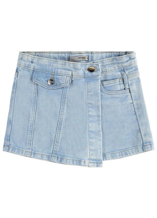 Malwee Kids - Shorts Saia Evasê Jeans Azul Claro 3
