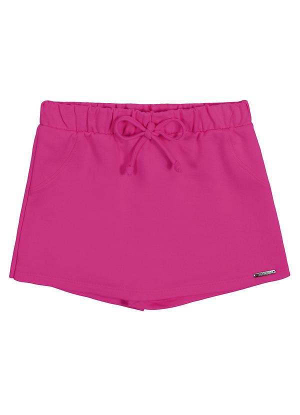 Alakazoo - Shorts Saia Infantil em Moletom de Algodão Rosa