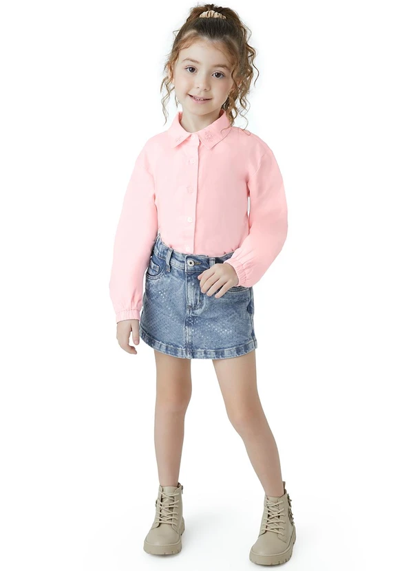 Carinhoso - Shorts Saia Jeans Azul 2