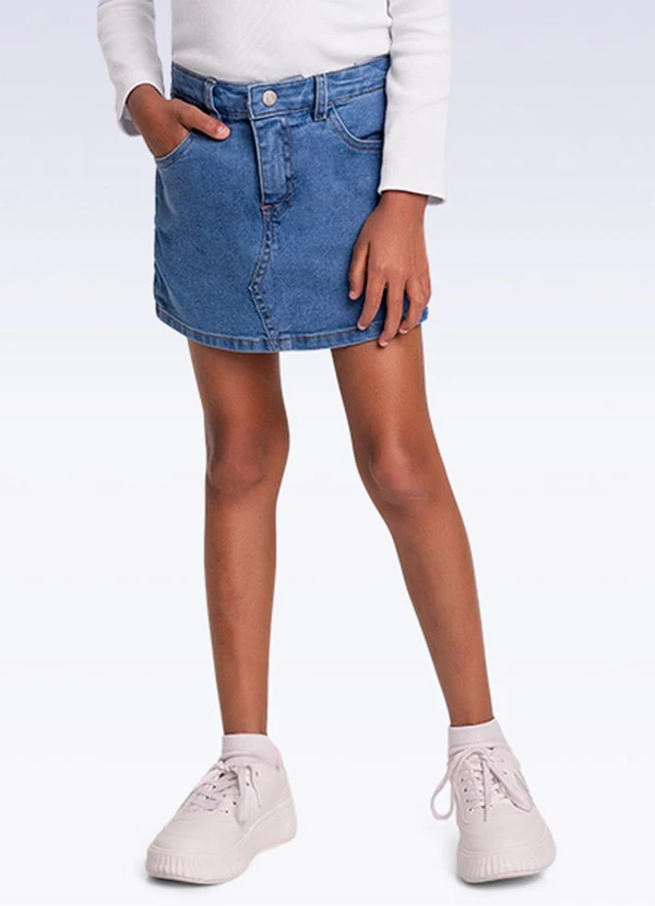 Fakini Kids - Shorts Saia Jeans Azul