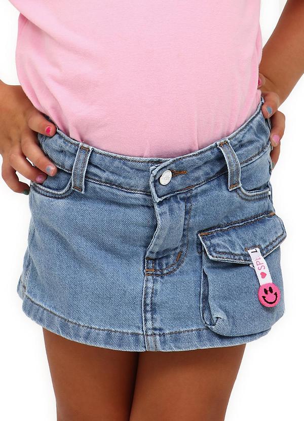 Sun Place - Shorts Saia Jeans Bebê Menina Azul