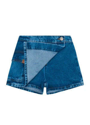 Brandili - Shorts Saia Jeans Infantil Menina Azul - BRANDILI