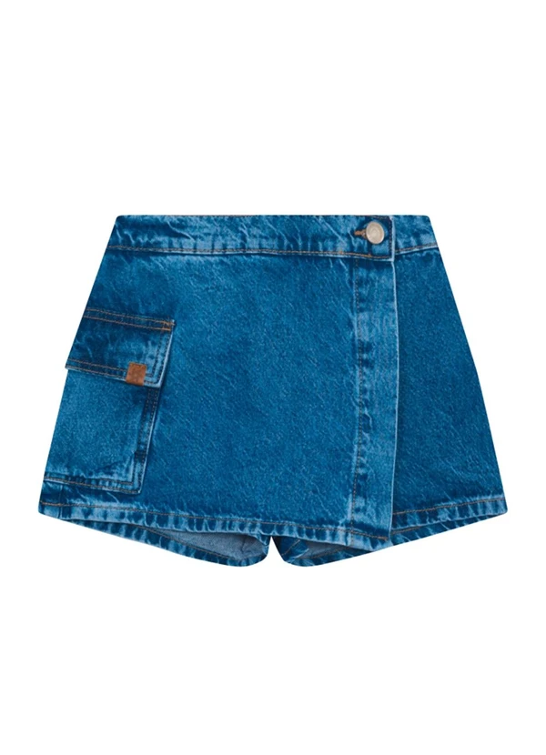 Brandili - Shorts Saia Jeans Infantil Menina Azul