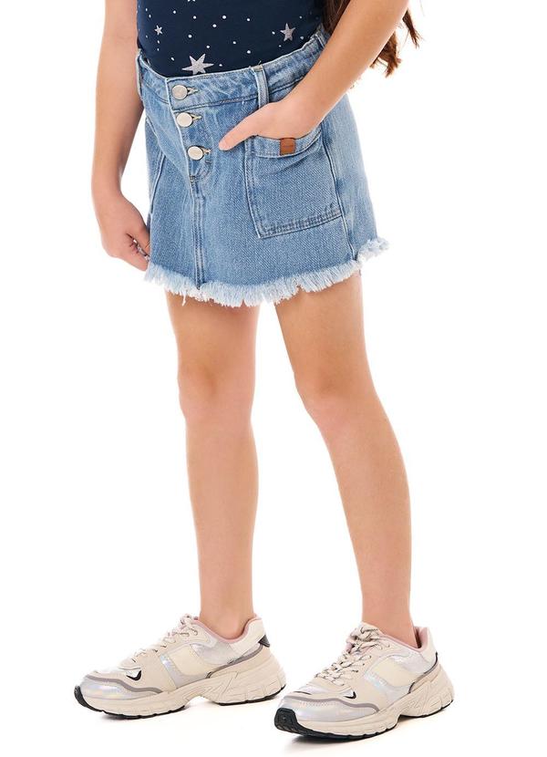 Malwee Kids - Shorts Saia Jeans Menina Azul Claro