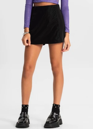 Minty - Shorts Saia Juvenil em Material Sintético Preto - MINTY