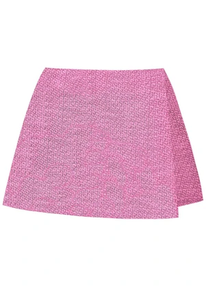 Minty - Shorts Saia Juvenil em Tweed Rosa - MINTY