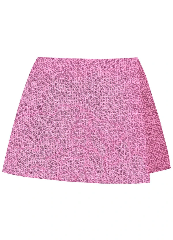 Minty - Shorts Saia Juvenil em Tweed Rosa