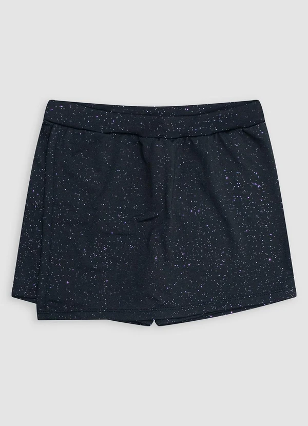 Turminha - Shorts Saia Juvenil Glitter Preto