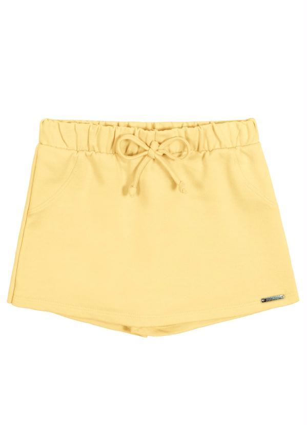 Alakazoo - Shorts-Saia Menina em Moletom Básico Amarelo