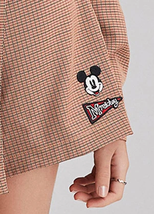 I Am - Shorts Saia Xadrez do Mickey Camel - I AM