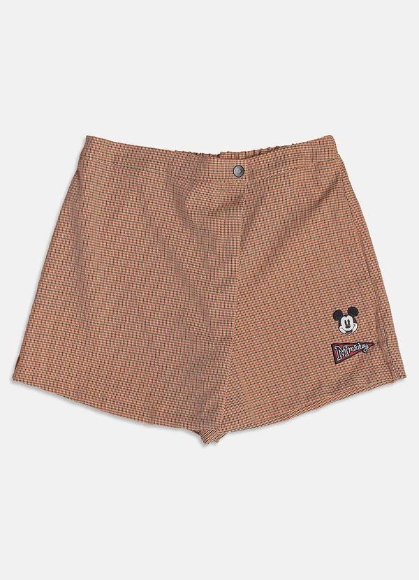 I Am - Shorts Saia Xadrez do Mickey Camel 3