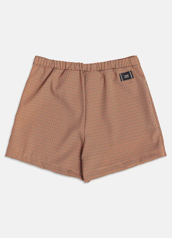I Am - Shorts Saia Xadrez do Mickey Camel 4