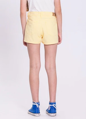 Alakazoo - Shorts Sarja com Cintura Ajustável Amarelo - ALAKAZOO