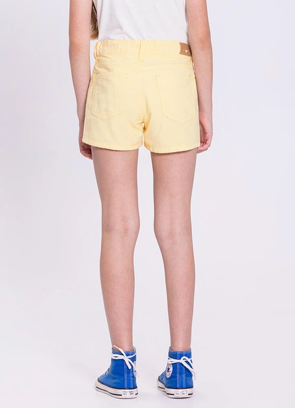 Alakazoo - Shorts Sarja com Cintura Ajustável Amarelo 2