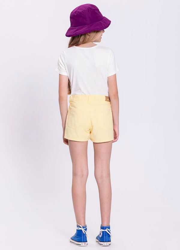 Alakazoo - Shorts Sarja com Cintura Ajustável Amarelo 4