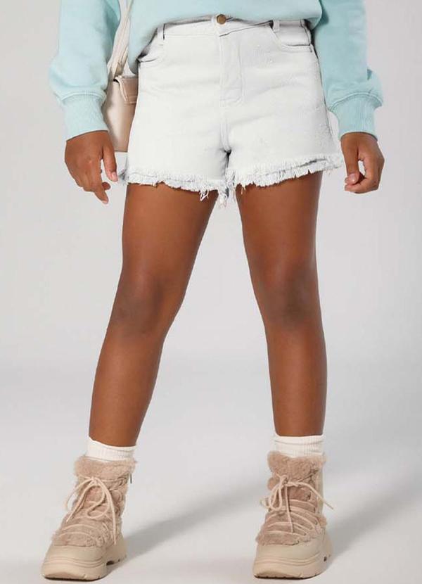 Sun Place - Shorts Sarja Infantil Menina Confort Branco