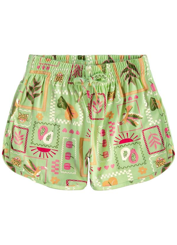 Malwee Kids - Shorts Tropical em Malha Verde Claro