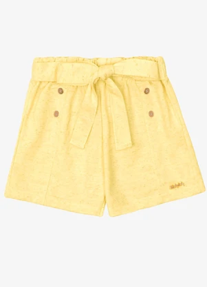 Trick Nick - Shorts Verão Menina Curto com Lacinho Amarelo - TRICK NICK