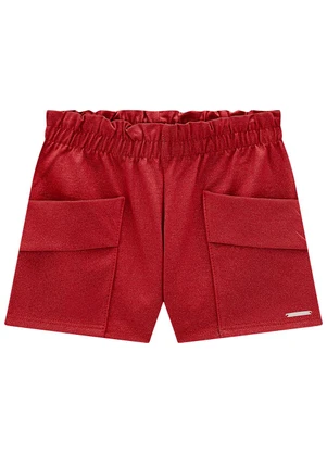 Carinhoso - Shorts Vermelho Clochard com Glitter Menina - CARINHOSO