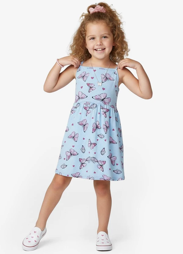Rovitex - Vestido Estampado de Alcinha Biju Kids Azul