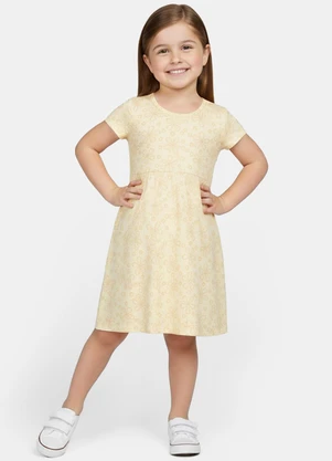 Rovitex - Vestido Manga Curta Estampado Biju Kids Amarelo - ROVITEX