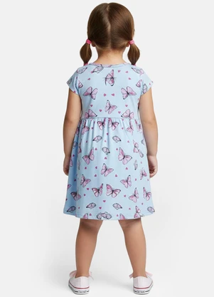 Rovitex - Vestido Manga Curta Estampado Biju Kids Azul - ROVITEX