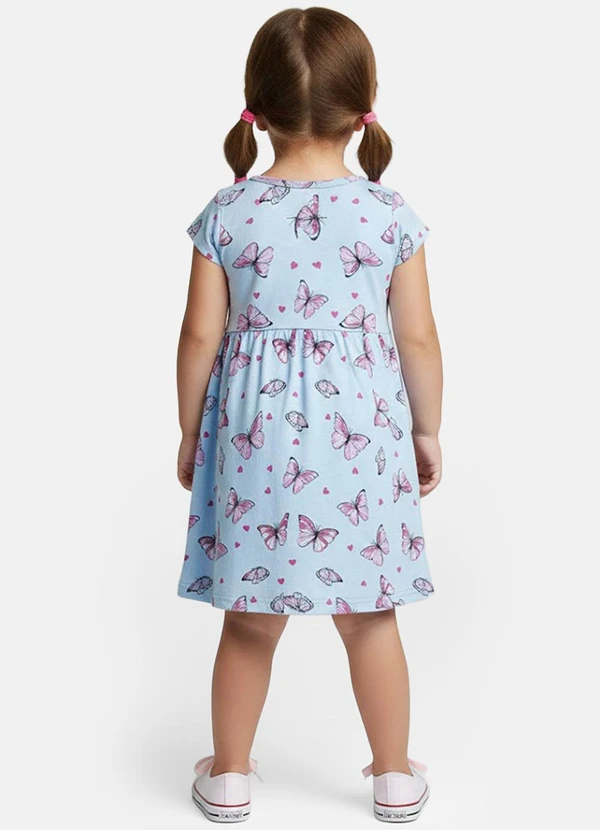 Rovitex - Vestido Manga Curta Estampado Biju Kids Azul 2