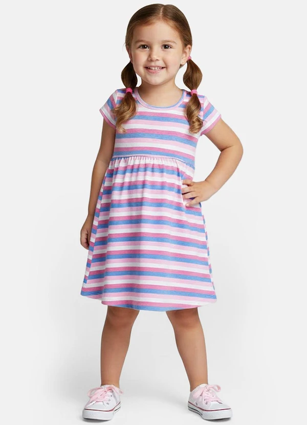 Rovitex - Vestido Manga Curta Estampado Biju Kids Rosa 1