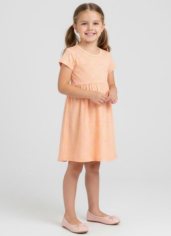 Rovitex - Vestido Manga Curta Estampado Biju Kids Rosa