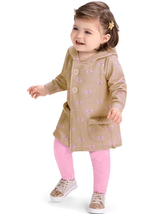 Outlet - Casaco Capuz Laços Menina Bege - OUTLET