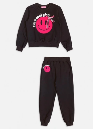 Conjunto de Moletom Smile Momi Mini (Preto) - MOMI