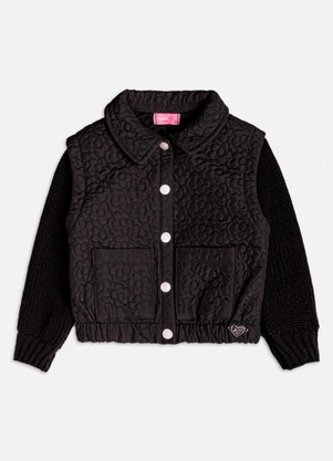 Momi - Jaqueta com Mangas de Tricot Preto - MOMI