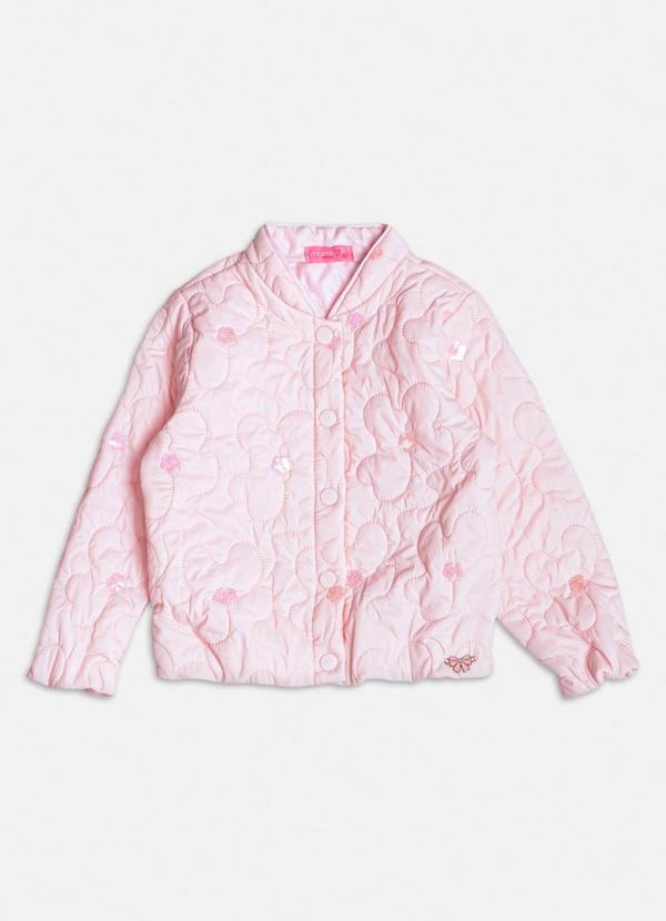 Momi - Jaqueta de Matelassê com Flores Paetê Rosa