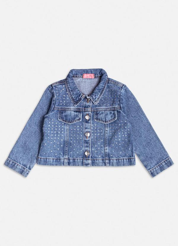 Momi - Jaqueta Jeans com Strass Azul