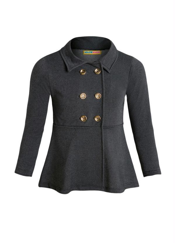 Outlet - Sobretudo Preta Bebê com Botões Frontais 3