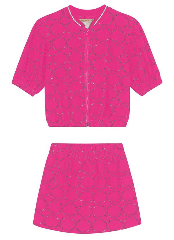 Conjunto Infantil Bomber e Saia Rosa - Trick Nick