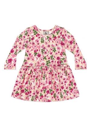 Quimby - Vestido Bebê Cotton Floral Bege - QUIMBY