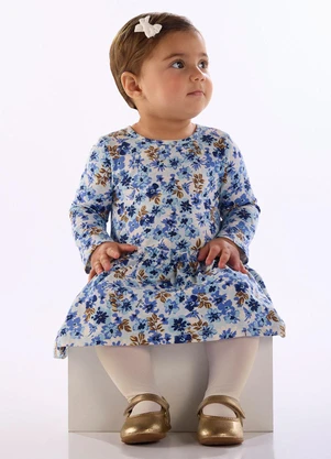 Quimby - Vestido Bebê Cotton Floral Branco - QUIMBY