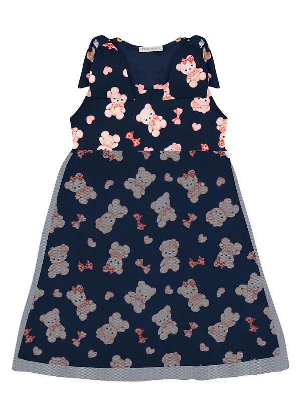 Trick Nick - Vestido em Cotton Leve e Tule Azul