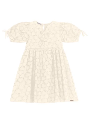 Trick Nick - Vestido em Laise Corações e Viscose Khy Bege - TRICK NICK