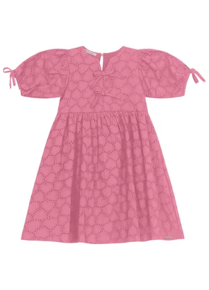 Trick Nick - Vestido em Laise Corações e Viscose Khy Rosa - TRICK NICK