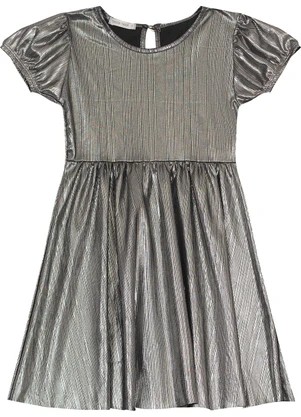 Trick Nick - Vestido em Malha Plissada Shiny Cinza - TRICK NICK