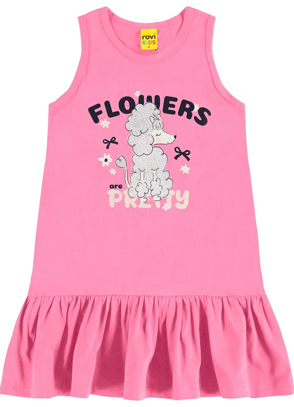 Rovi Kids - Vestido em Meia Malha Rosa