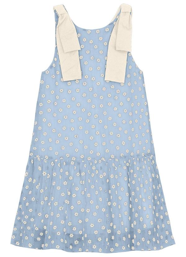 Trick Nick - Vestido em Mini Plissado Floral e Visco Azul 1