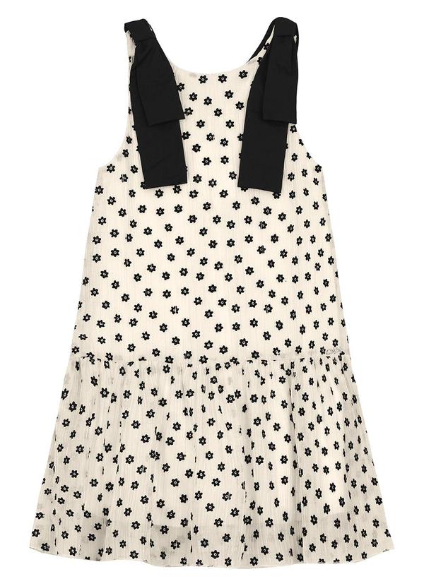 Trick Nick - Vestido em Mini Plissado Floral e Visco Bege 2