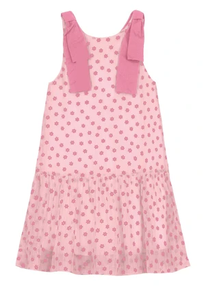Trick Nick - Vestido em Mini Plissado Floral e Visco Rosa - TRICK NICK