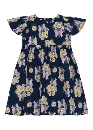 Trick Nick - Vestido em Popeline Estampado Azul - TRICK NICK