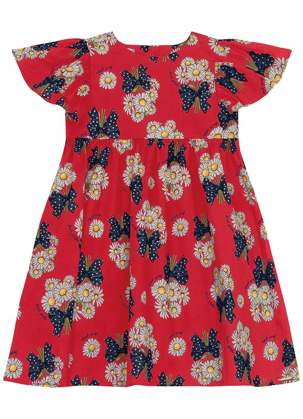 Trick Nick - Vestido em Popeline Estampado Vermelho